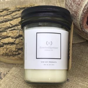 Amber Woods - 8 oz. Soy Jar Candle w/ burlap bag.